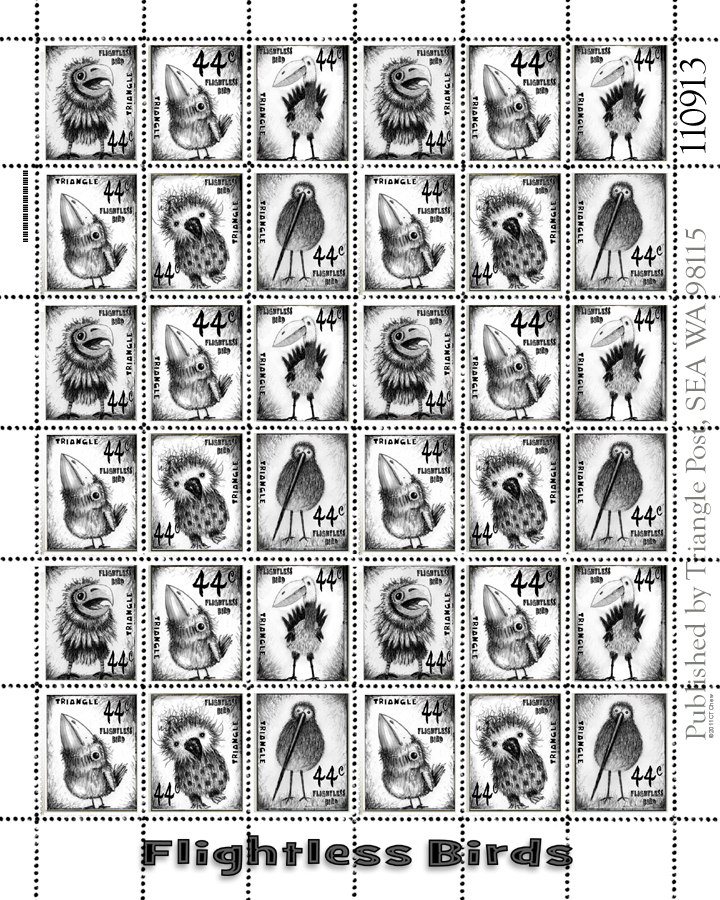 Flightless Birds Stamps by C.T. Chew